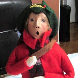 BYERS' CHOICE LTD. "The Carolers"  Newspaper Boy With News Bag 10" Tall